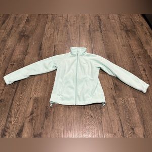 Women's size medium, Columbia, fleece, mint green zip-up jacket.